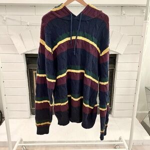 Polo Ralph Lauren St Andrews 2 cable-knit striped hooded sweater 100% cotton